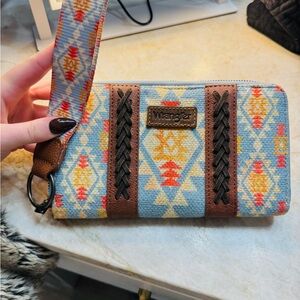 Wrangler Blue and Brown Patterned Clutch